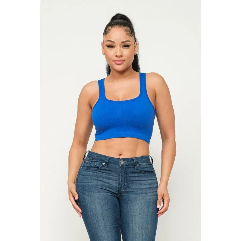 Ribbed Scoop Neck Crop Top