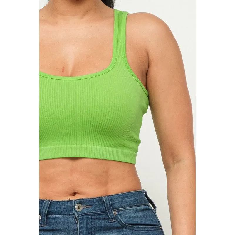Ribbed Scoop Neck Crop Top