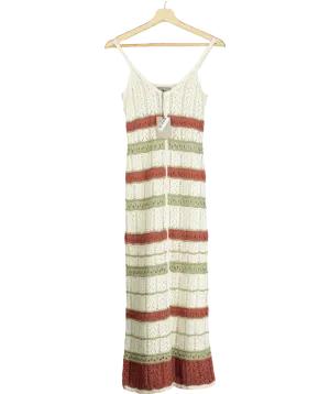 River Island Cream Knit Crochet Maxi Dress UK XS