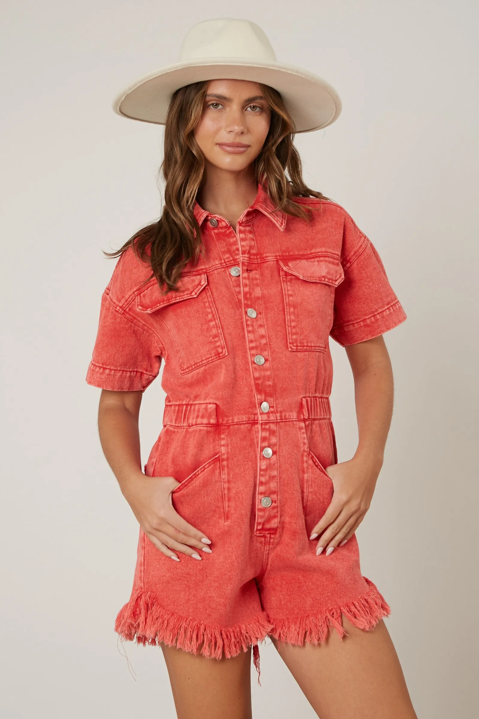 Rodeo Girl Washed Denim Romper - Final Sale
