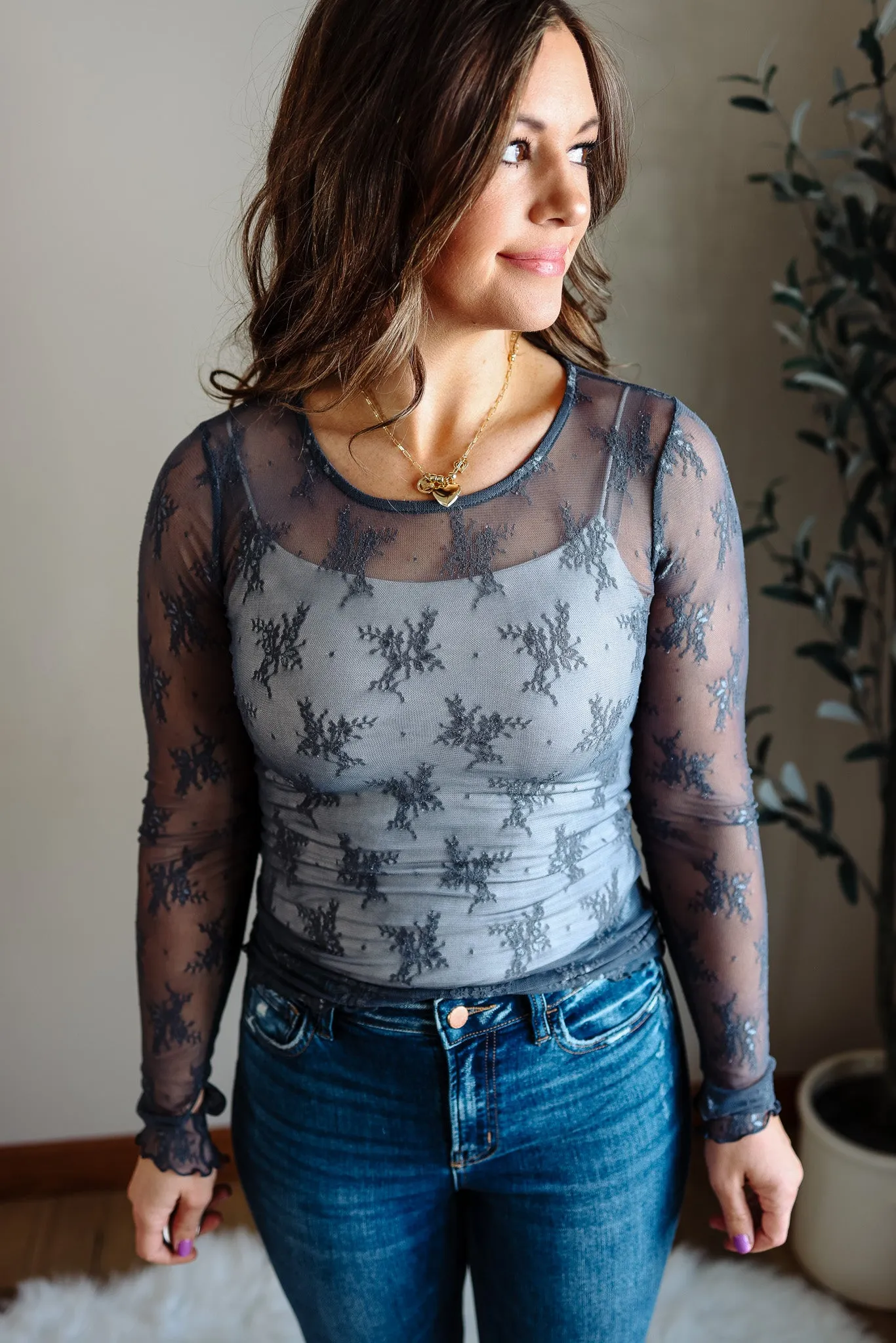 Rogue Lace Top - Slate Blue