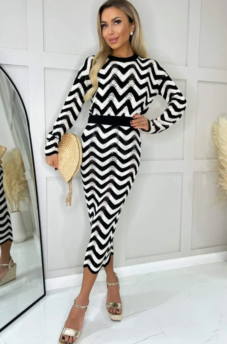 Roxy Monochrome Crochet Print Skirt