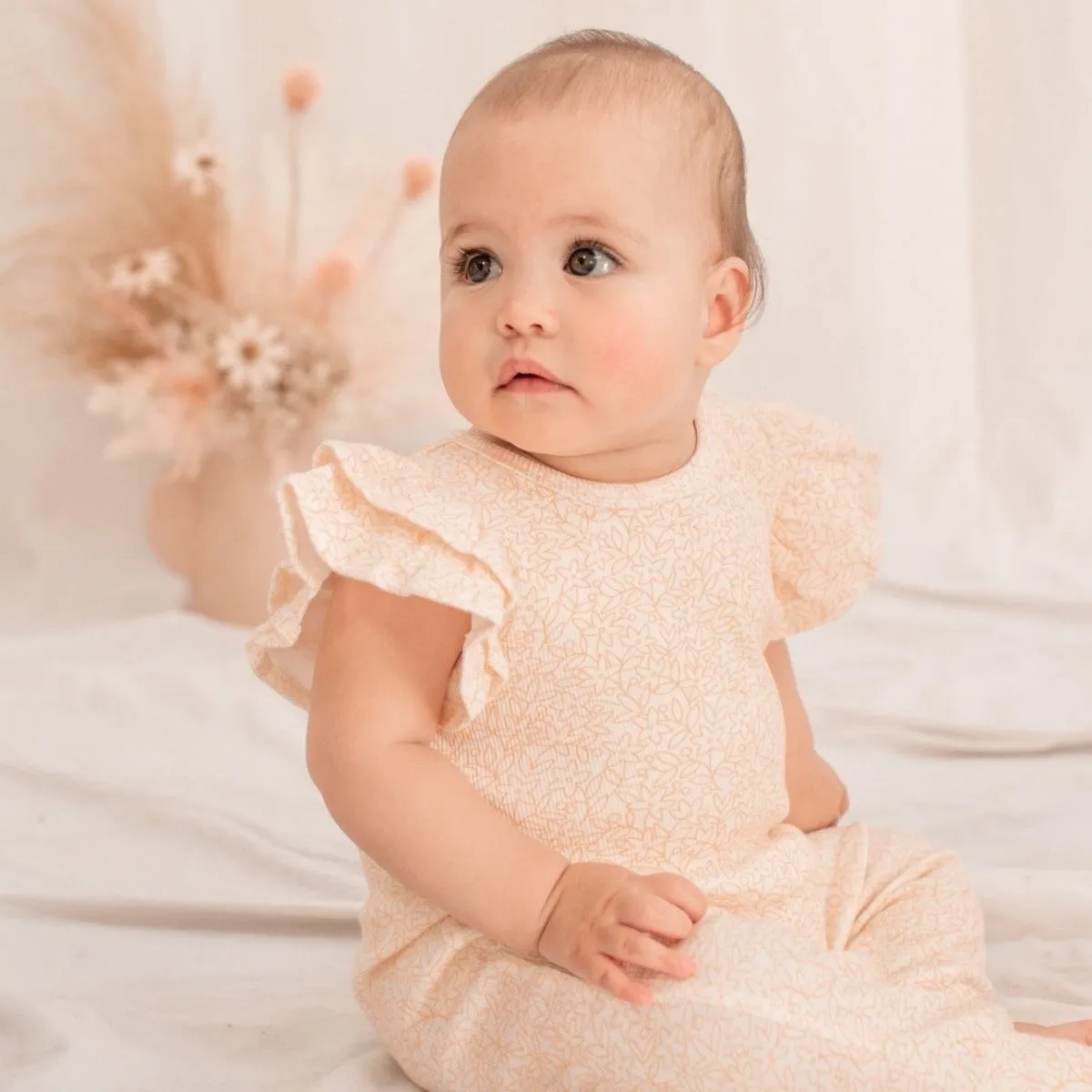 Ruffle Romper - Honey Floral