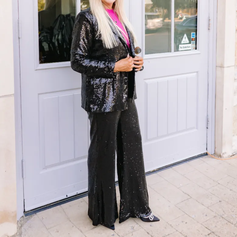 Runway Ready Black Sequin Oversize Blazer - FINAL SALE