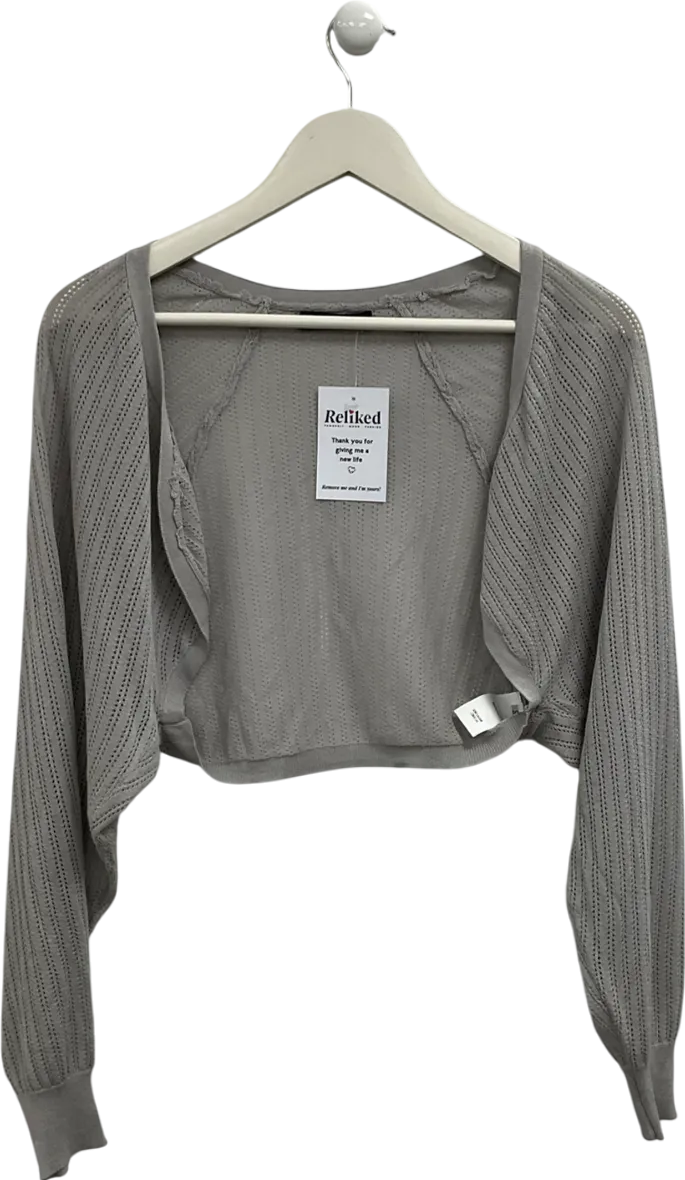 S Deer Grey Crochet Bolero Cardigan UK S