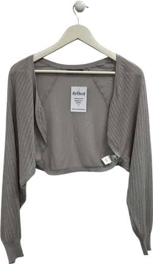 S Deer Grey Crochet Bolero Cardigan UK S