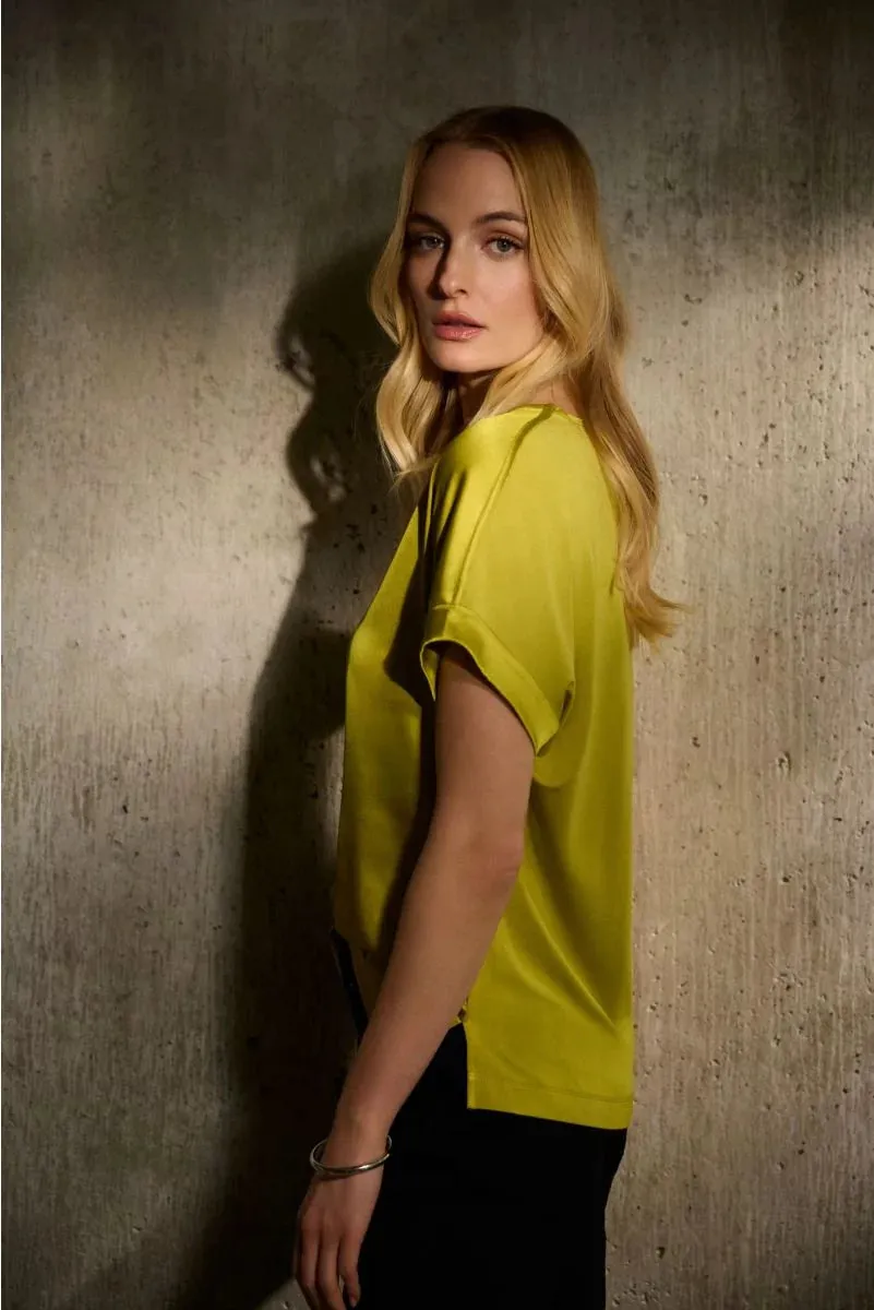Satin Front Short Sleeve Top Style 243912