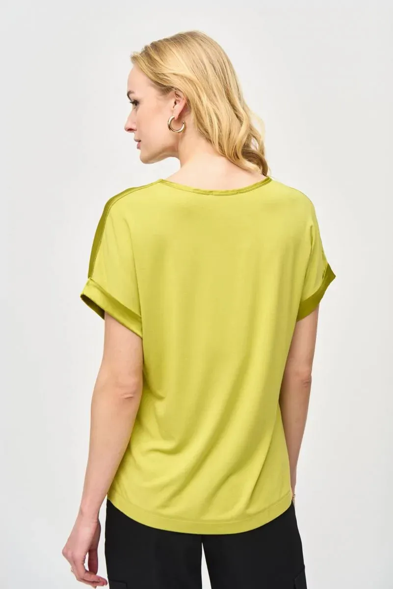 Satin Front Short Sleeve Top Style 243912