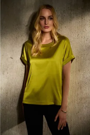 Satin Front Short Sleeve Top Style 243912