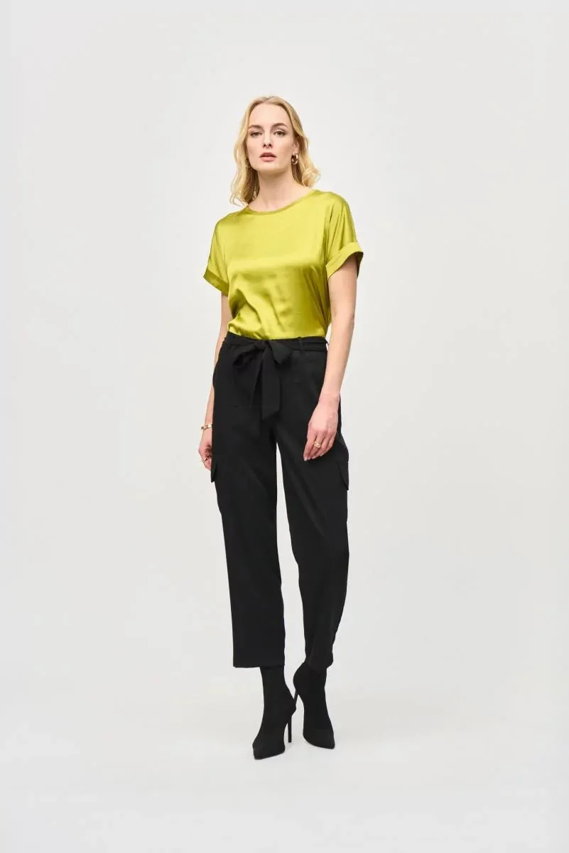 Satin Front Short Sleeve Top Style 243912