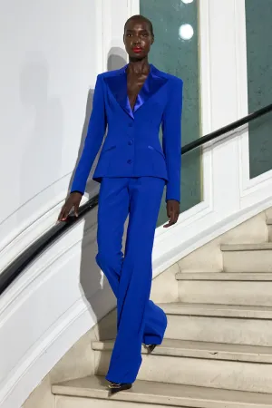 Satin Lapel Cobalt Blazer