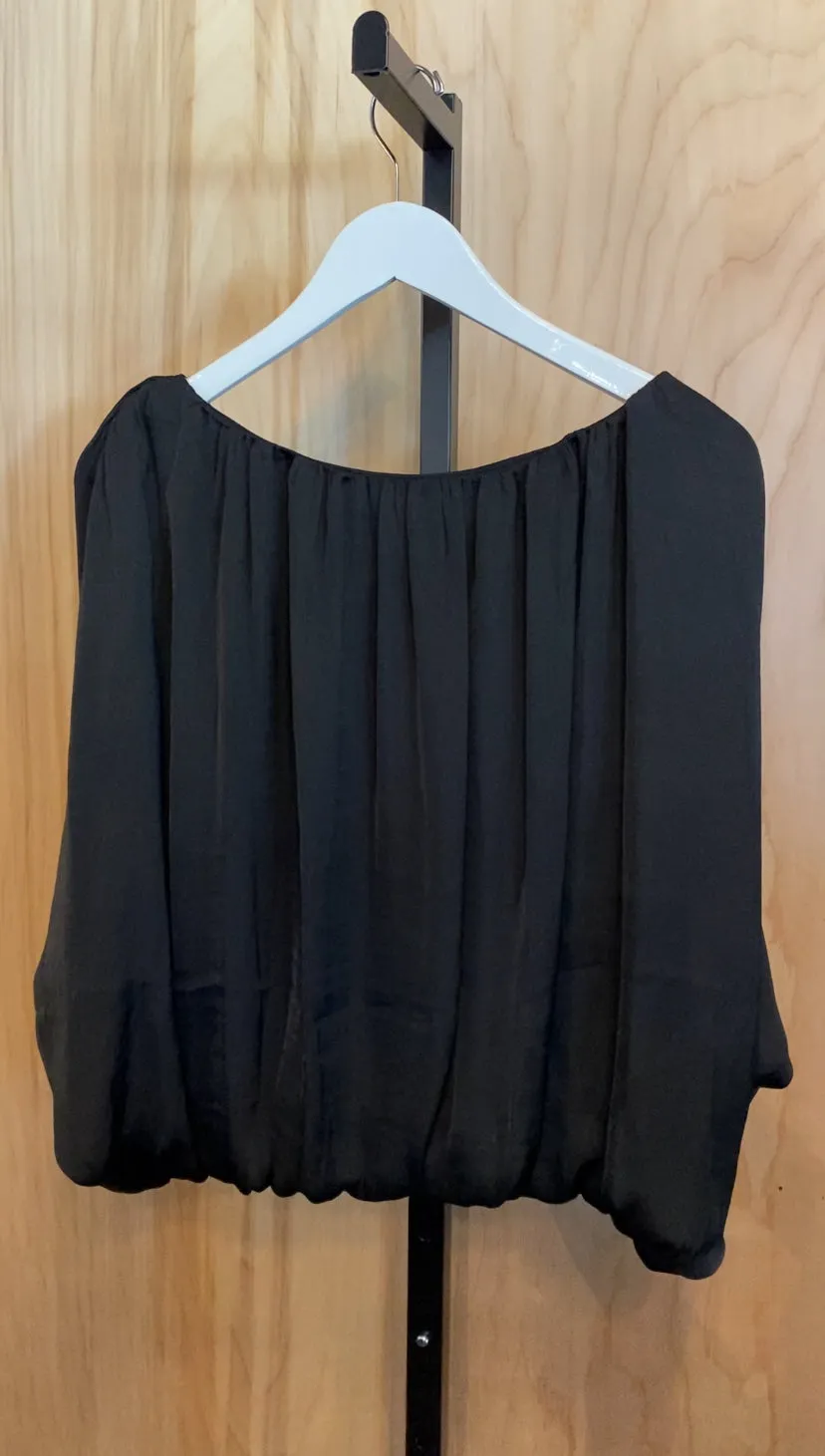 Satin Scoop Neck Bubble Hemmed Top