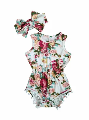 Scarlett Floral Pom Pom Romper