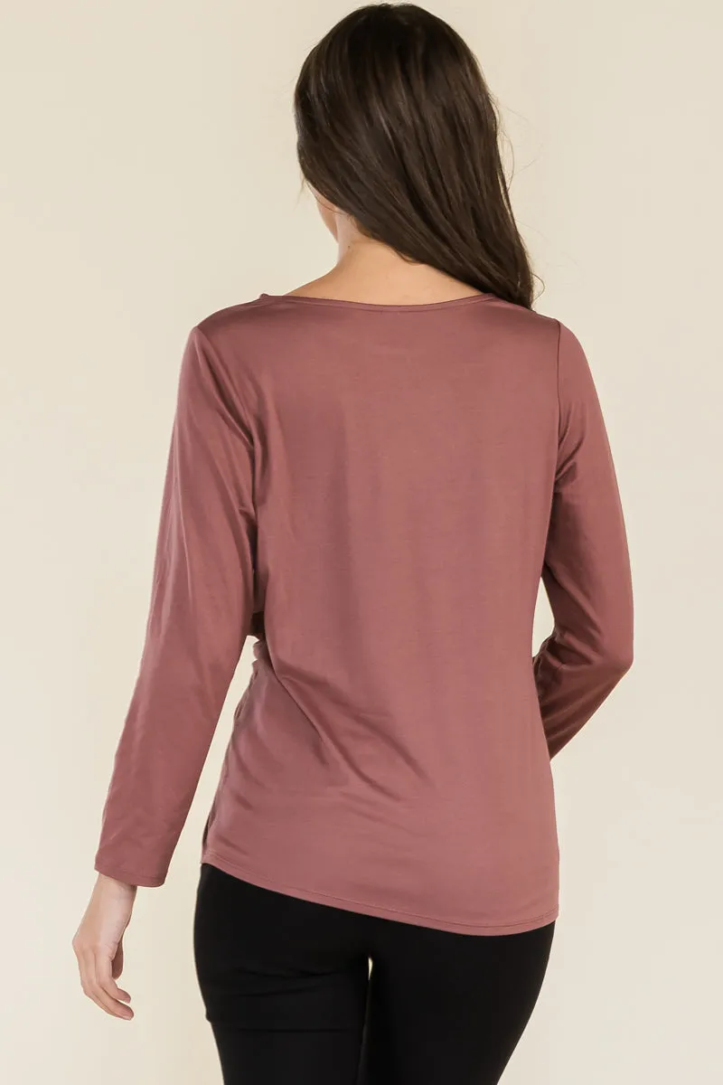 SCOOP NECK KNOT SIDE FASHION TOP