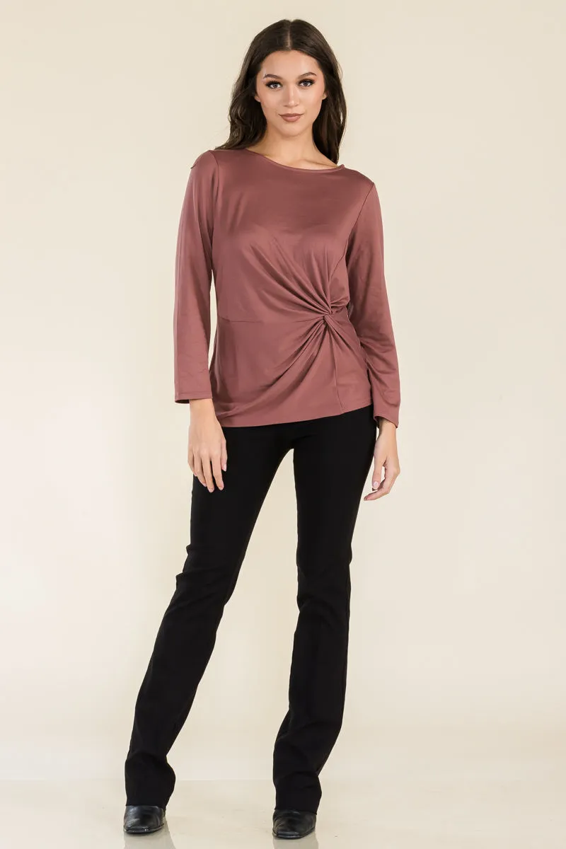 SCOOP NECK KNOT SIDE FASHION TOP