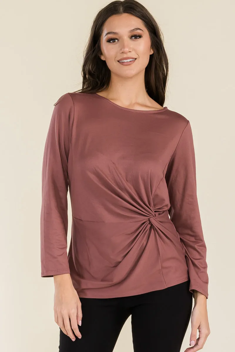 SCOOP NECK KNOT SIDE FASHION TOP
