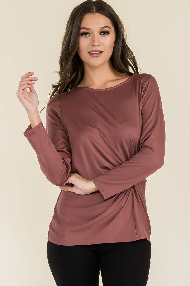 SCOOP NECK KNOT SIDE FASHION TOP