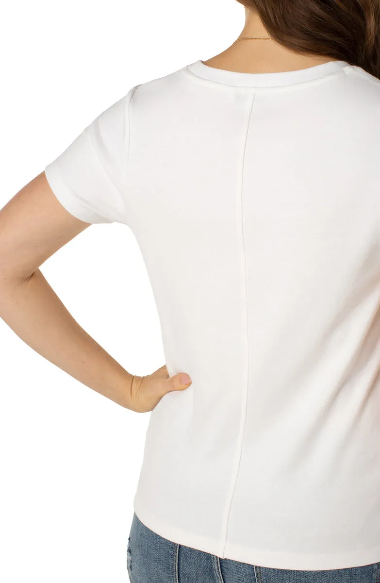 Scoop Neck Short Sleeve Tee - White