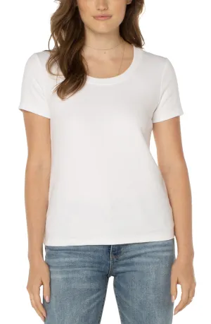 Scoop Neck Short Sleeve Tee - White