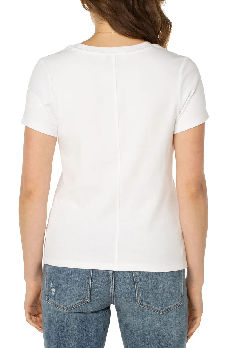Scoop Neck Short Sleeve Tee - White