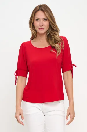 SCOOP NECK TIE SLEEVE BLOUSE