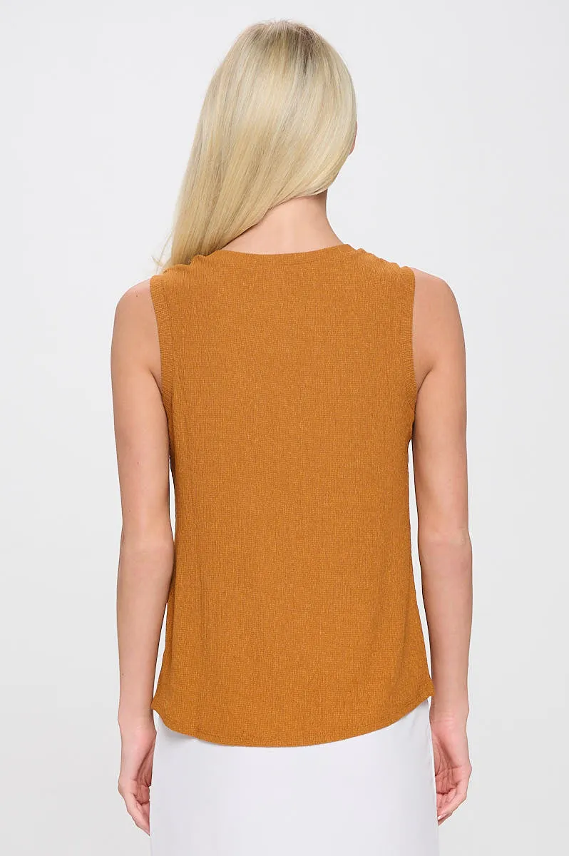 SCOOP NECK TWIST SIDE SLEEVELESS TANK
