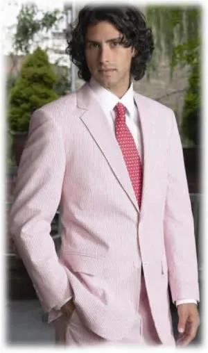 Sear Sucker Suit Mens Two Button Vented Red Seersucker Sear sucker suit  (Jacket   Pants) Cheap Priced Blazer Jacket For Men Sport Coat   Pants