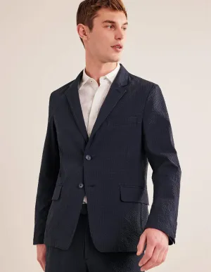 Seersucker-Blazer-Marineblau