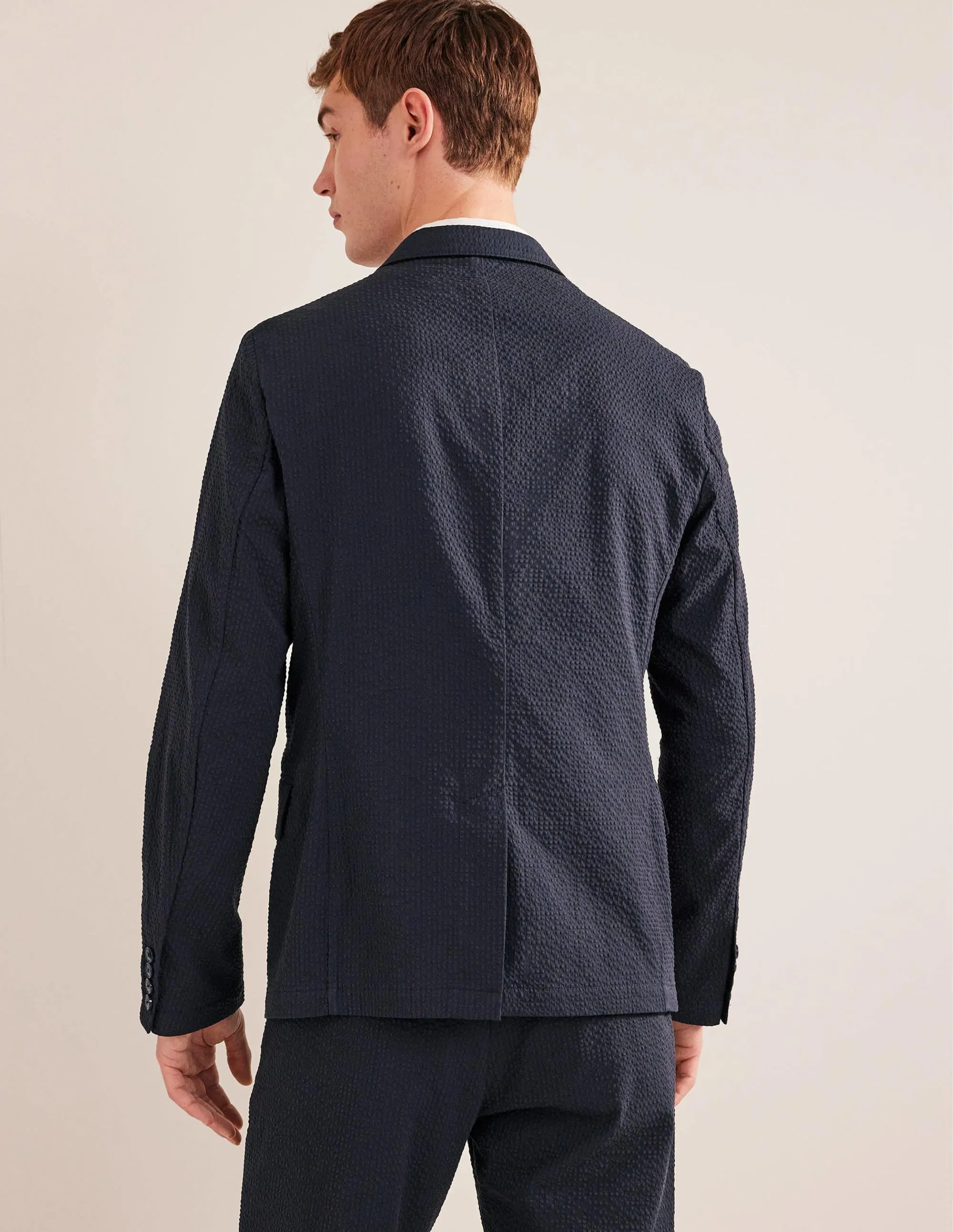 Seersucker-Blazer-Marineblau