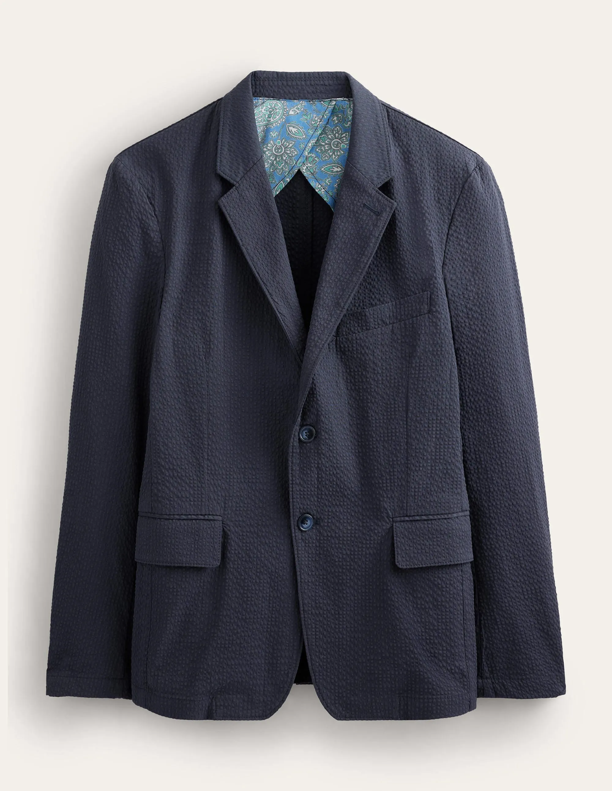 Seersucker-Blazer-Marineblau