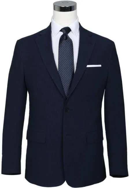 Seersucker Blazer - Navy ~ Black Seersucker Sport Coat