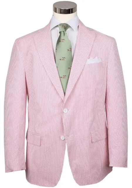 Seersucker Blazer - Pink Lemonade Seersucker Sport Coat