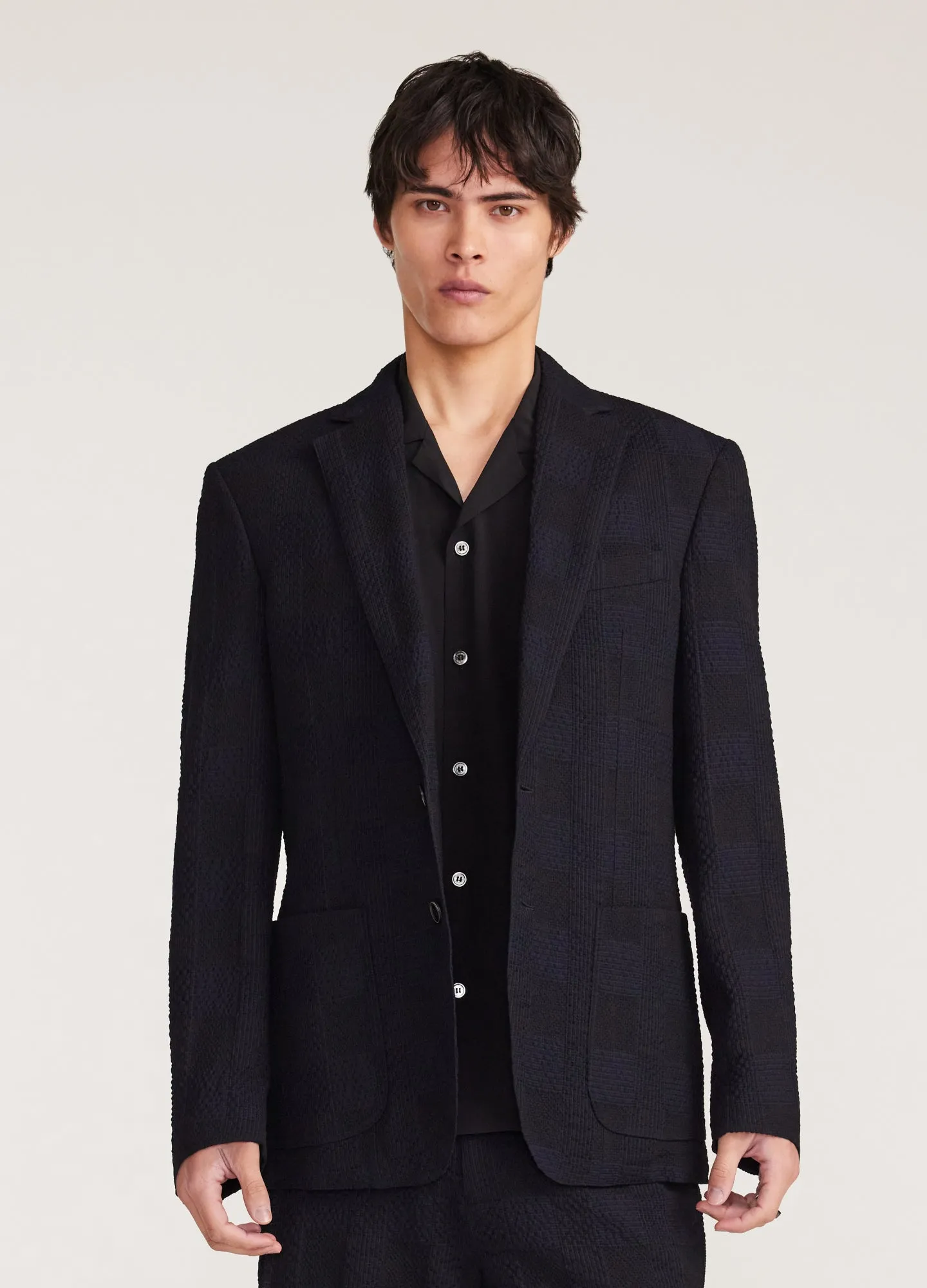 Seersucker Check Blazer Navy
