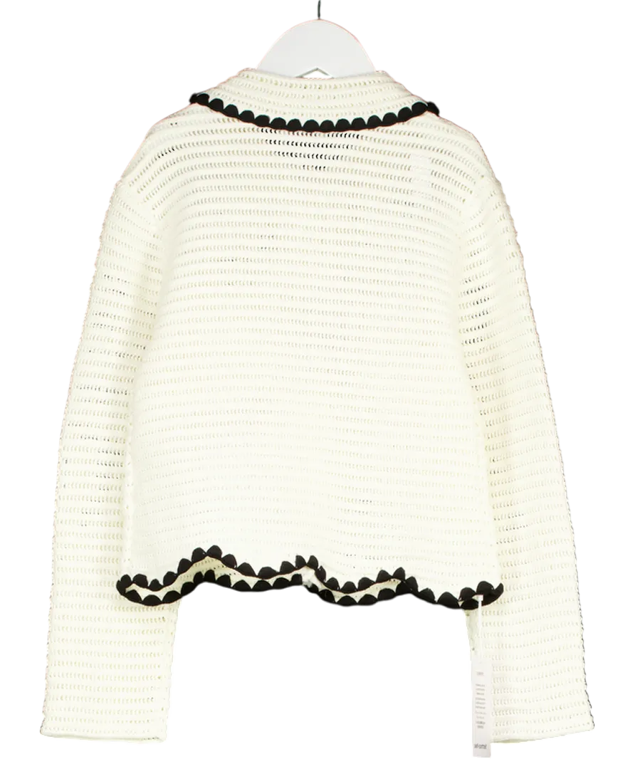 Self-Portrait Cream Crochet Cardigan with Gold Heart Buttons 10-12 Years