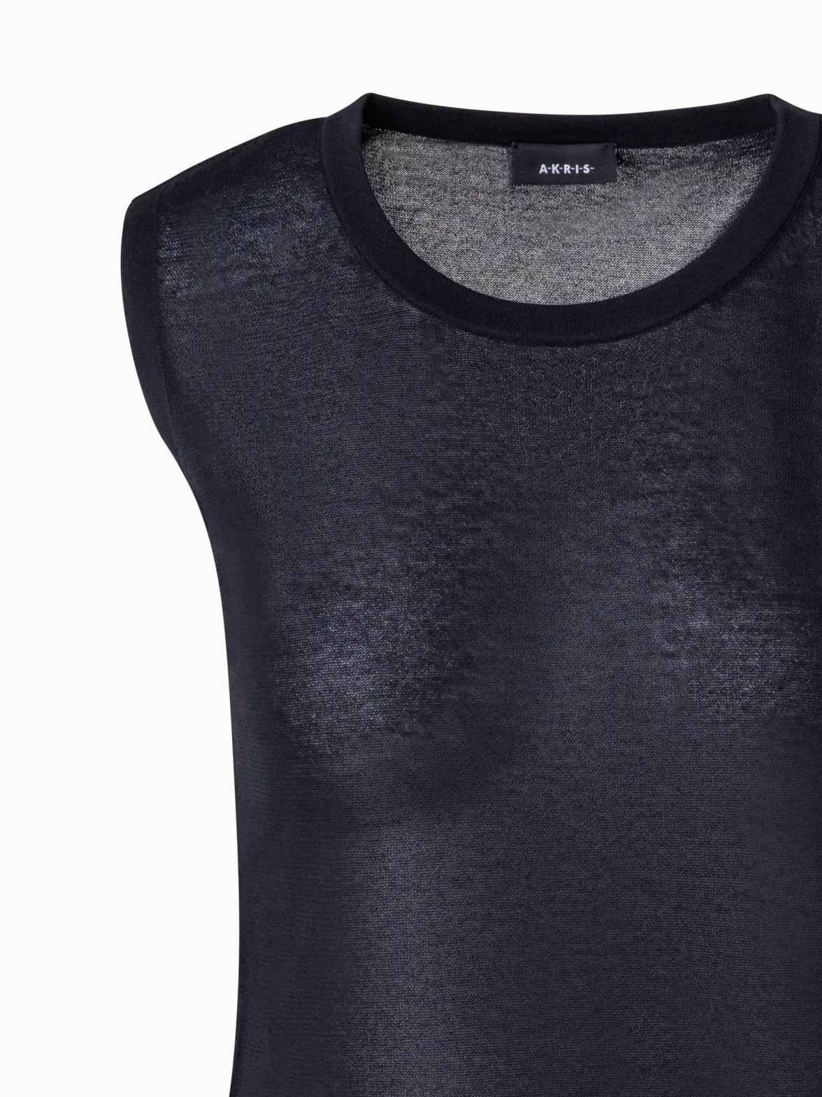 Semi-Transparent Knit Top in Cotton Blend