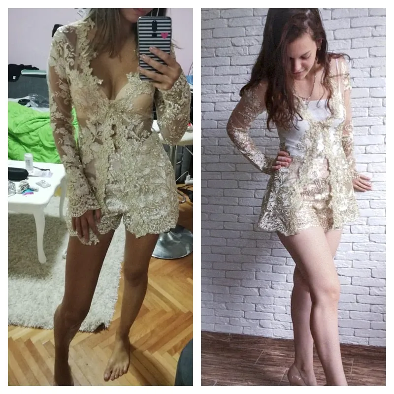 Sequin Lace  Mesh 2 piece Playsuit