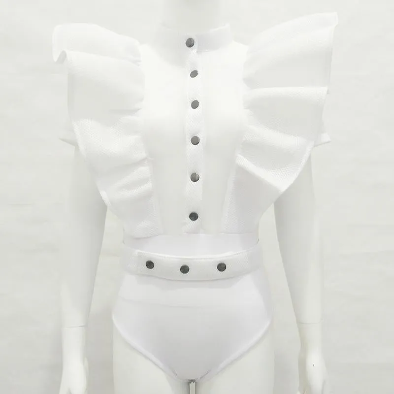 Sexy Lotus Leaf Sleeve Mesh Rompers