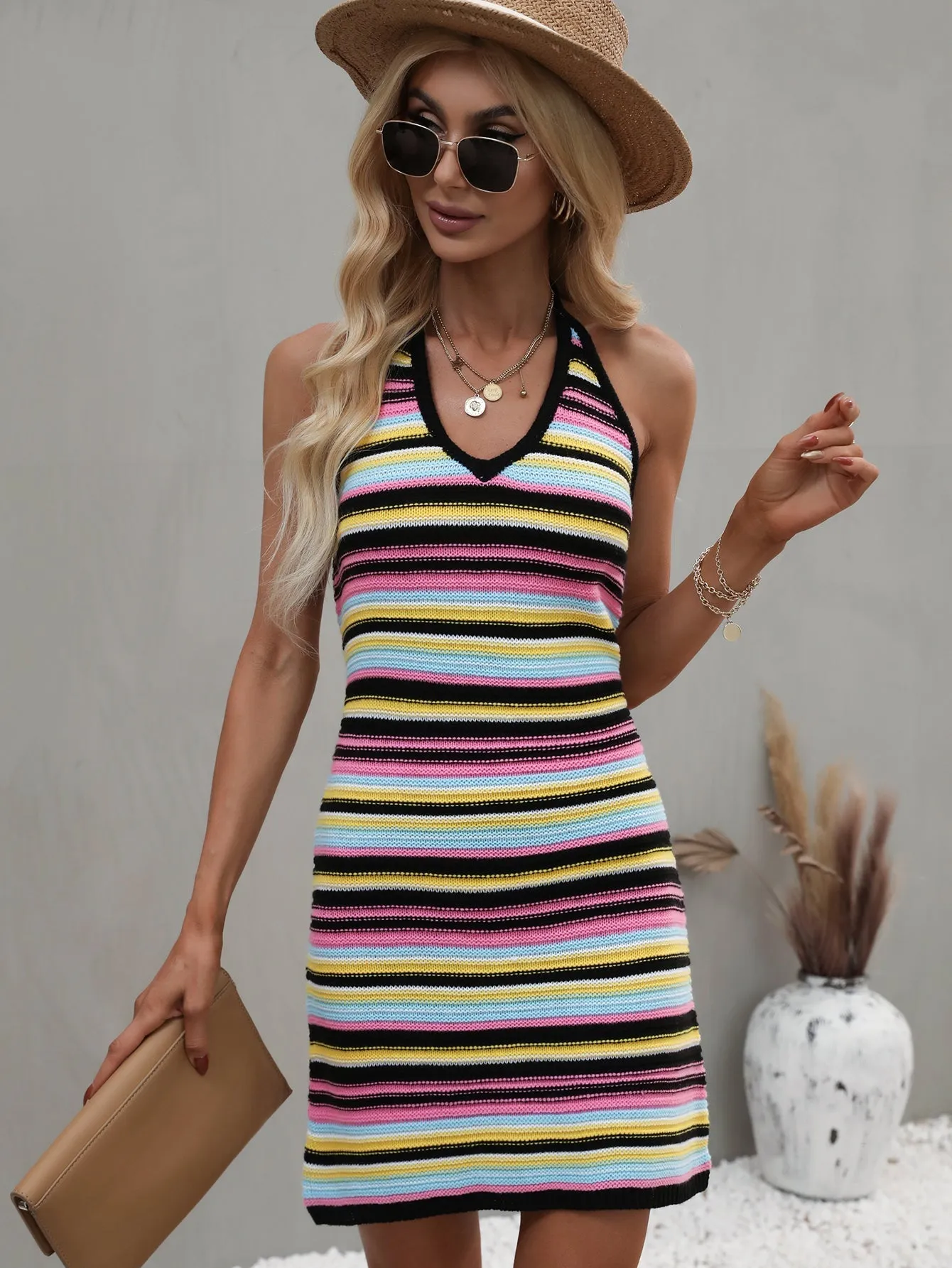 Shiela Knit Mini Dress - Black