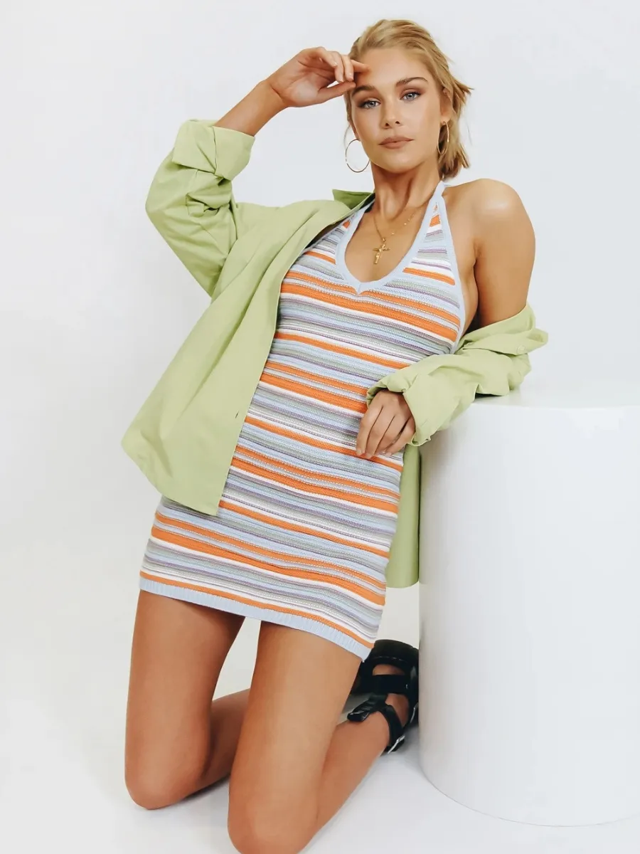 Shiela Knit Mini Dress - Orange