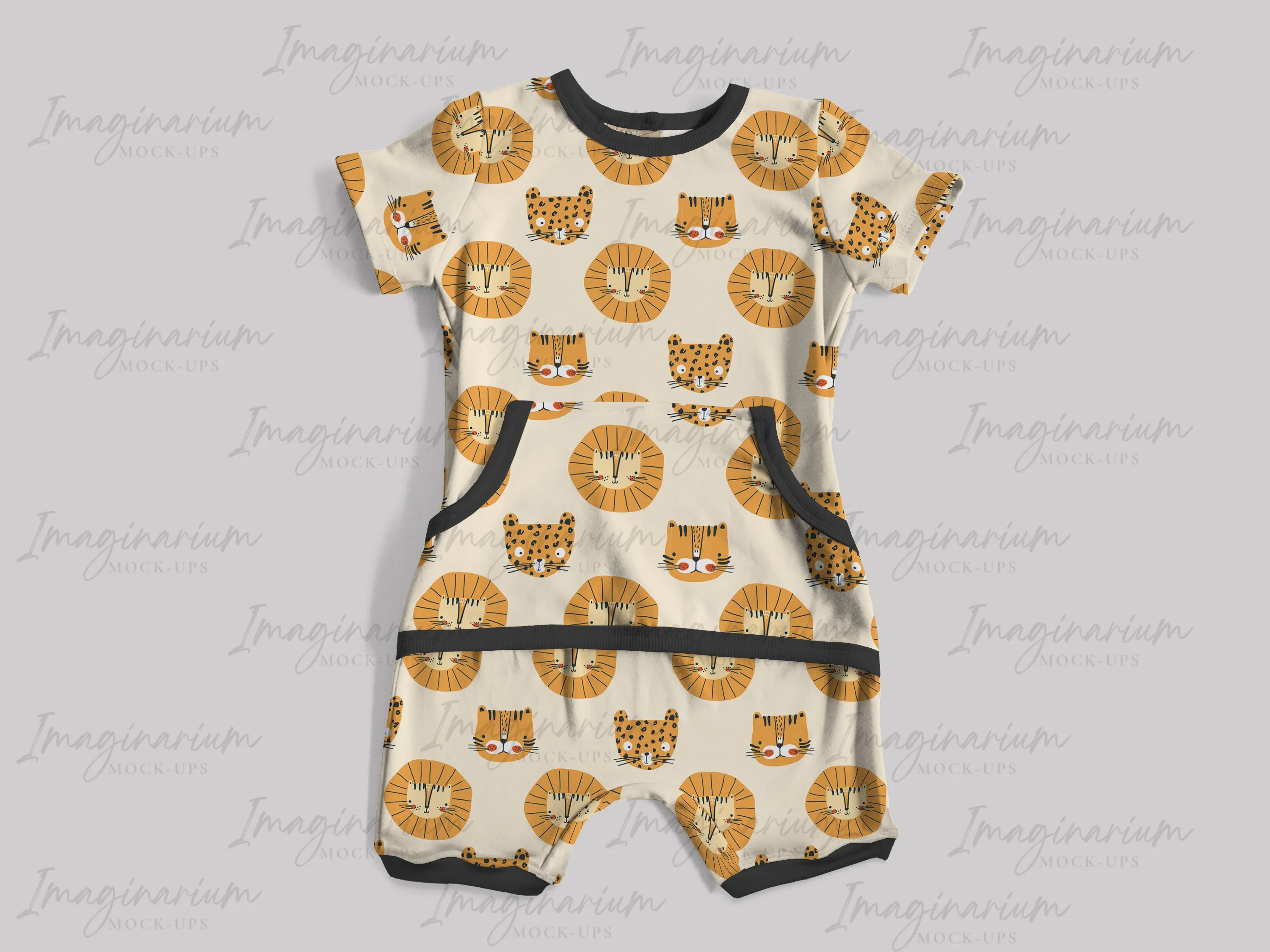 Short Sleeve and Shorts Anytime Romper Mock Up,  Realistic Mockup for Photoshop and Procreate