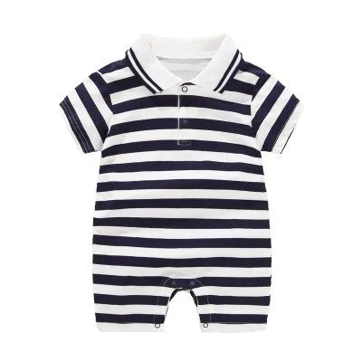 Short Sleeve Baby Romper Black White