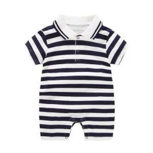 Short Sleeve Baby Romper Black White