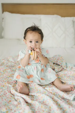 Short Sleeve Bodysuit Dress - Peaches
