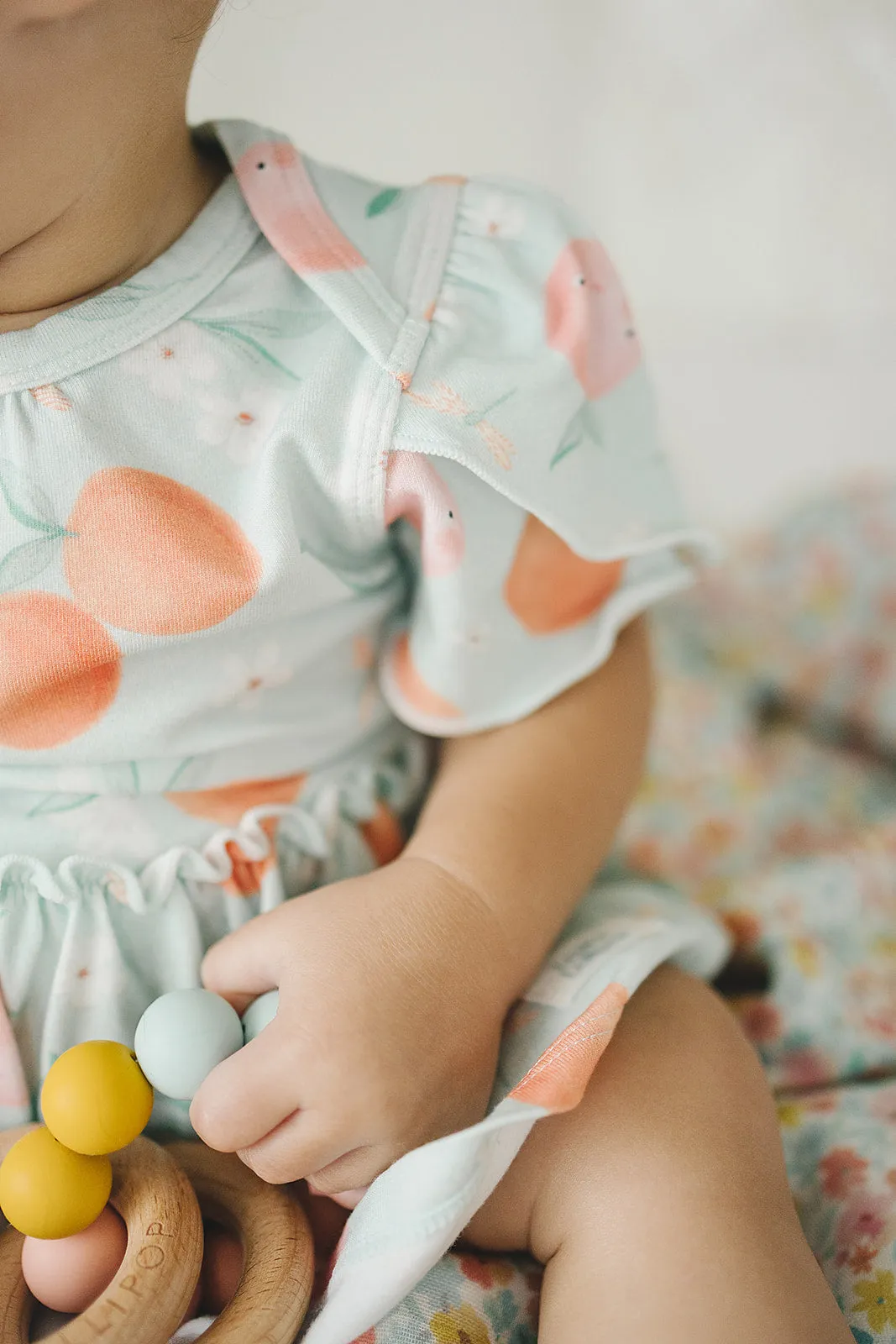 Short Sleeve Bodysuit Dress - Peaches