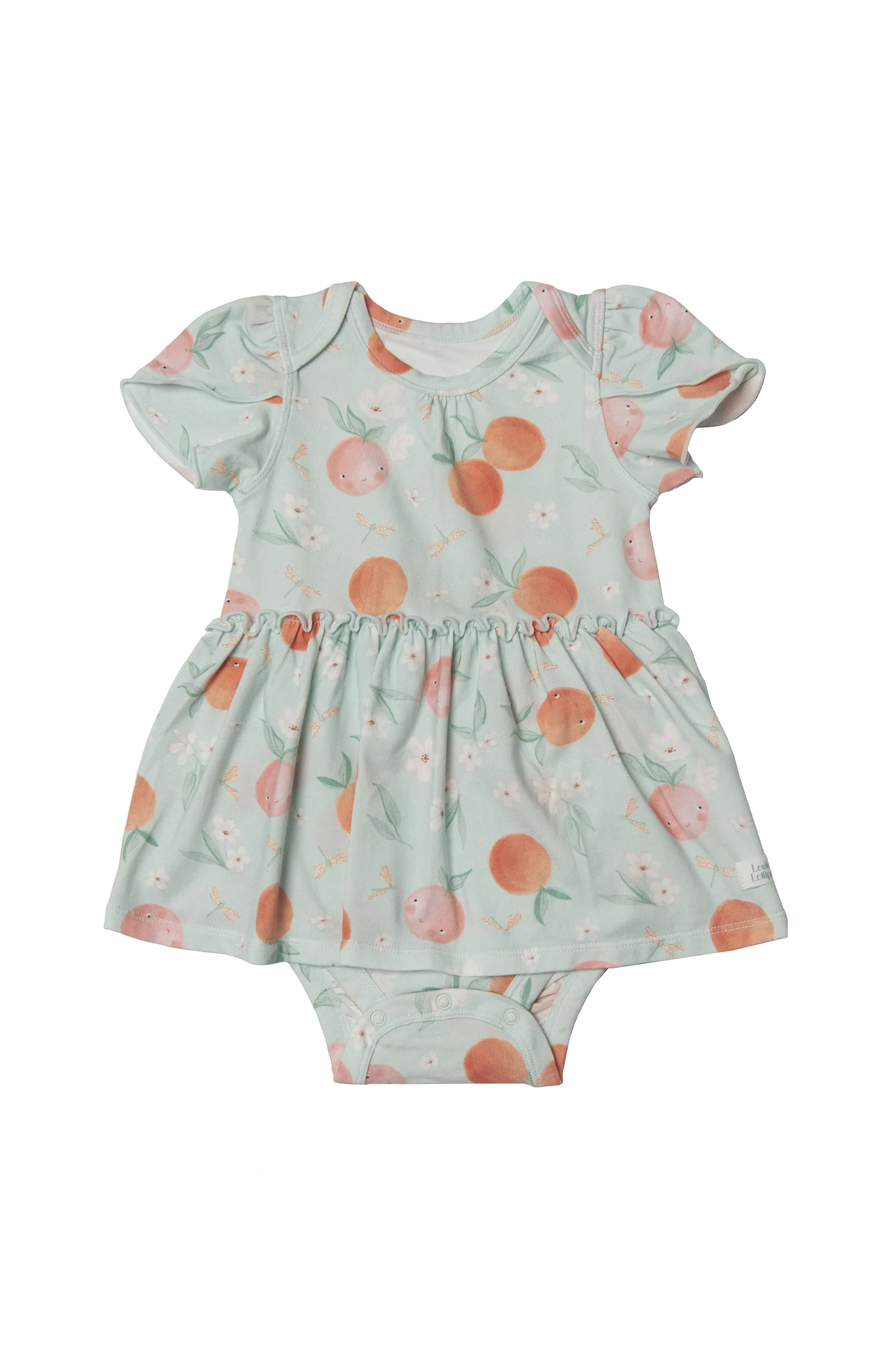 Short Sleeve Bodysuit Dress - Peaches