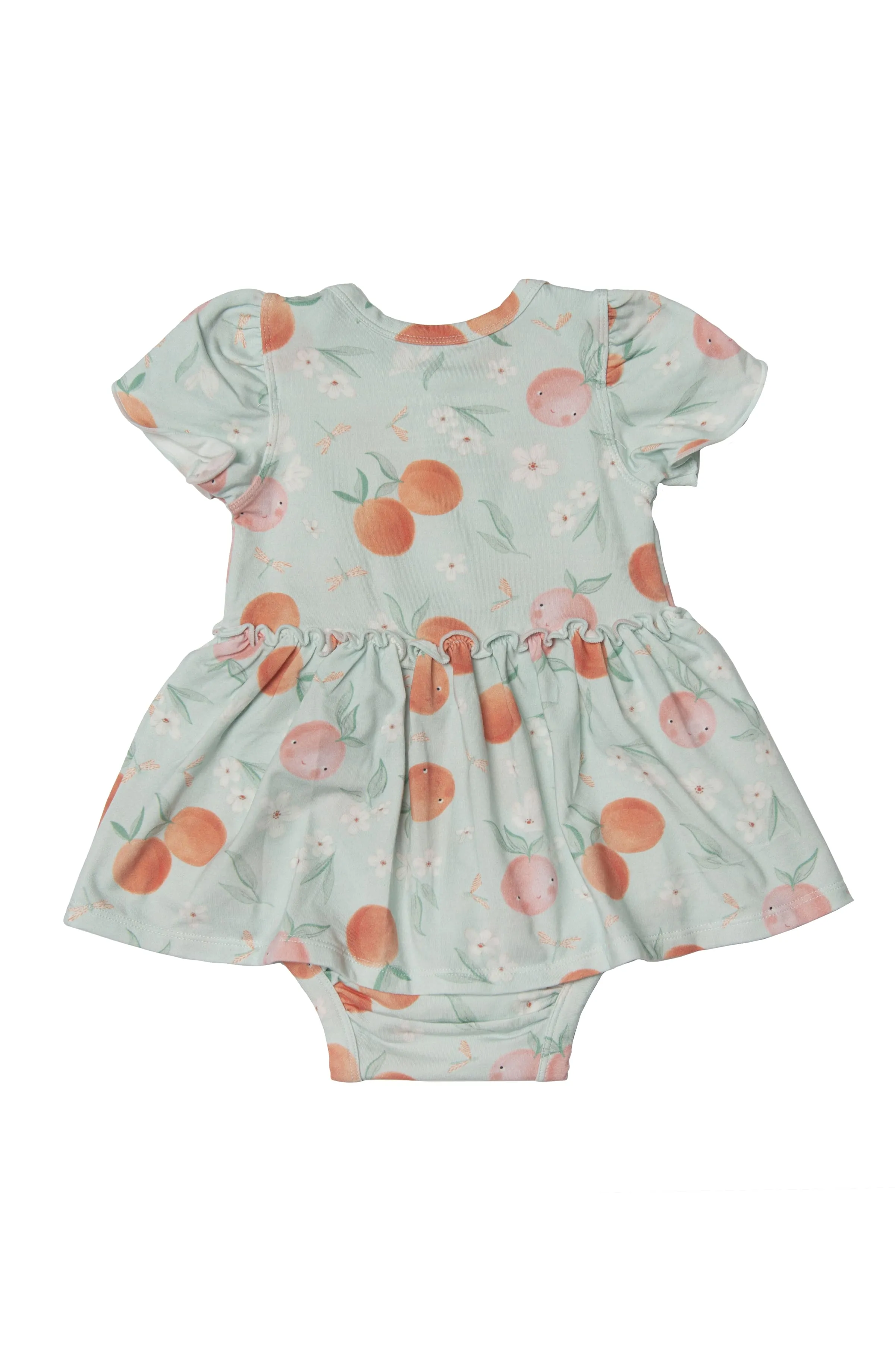 Short Sleeve Bodysuit Dress - Peaches