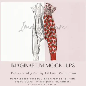 Short Sleeve Bubble Romper with Pants Mock Up, Realistic Clothing Mockup for Photoshop and Procreate