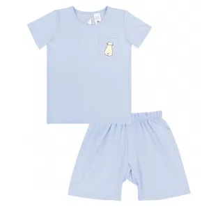 Short Sleeve Shirt   Shorts Blue Set