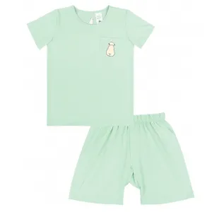 Short Sleeve Shirt   Shorts Green Set