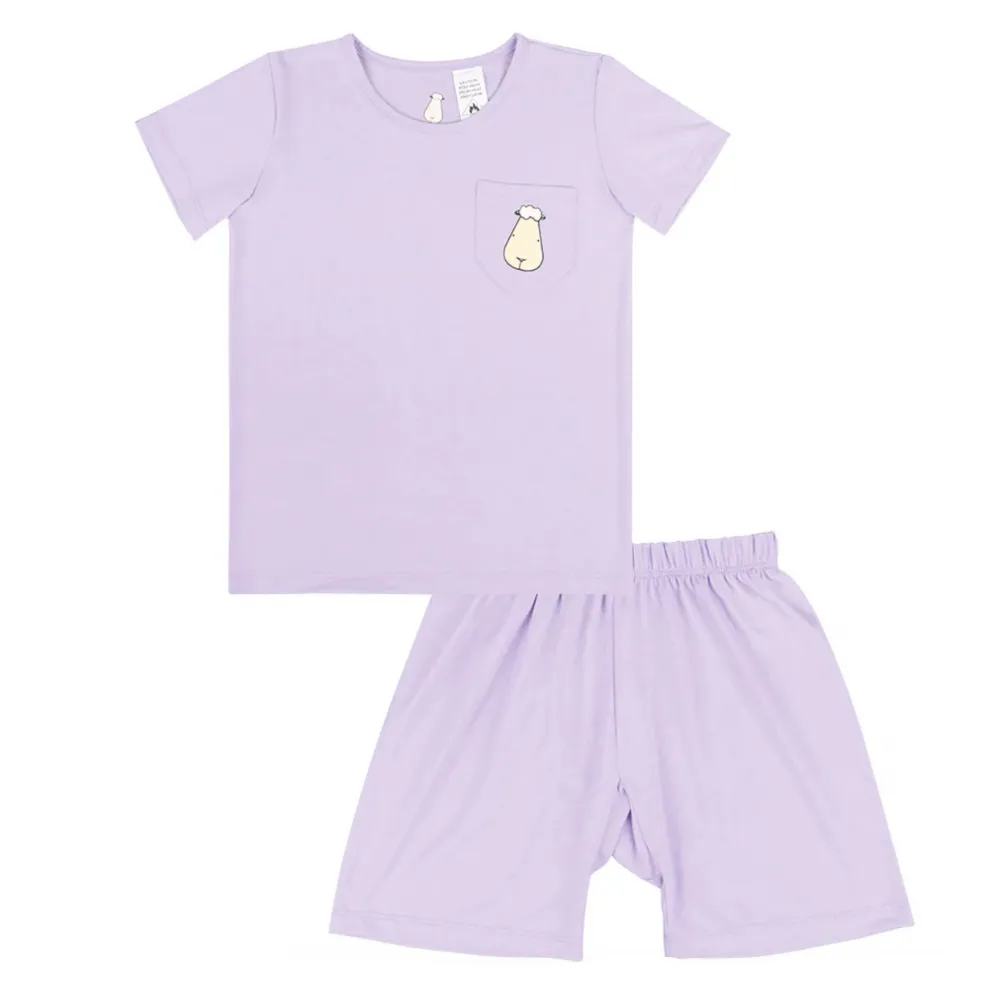 Short Sleeve Shirt   Shorts Lilac Set